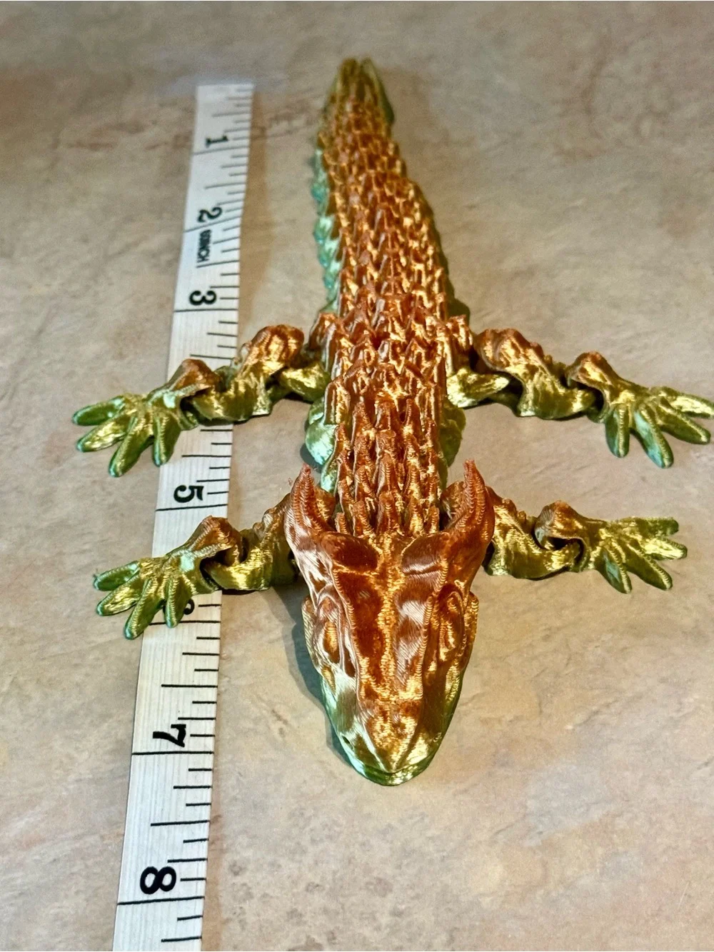 3D Printing Dragon 🐉 Accent — Gold & Green Reptile Décor
